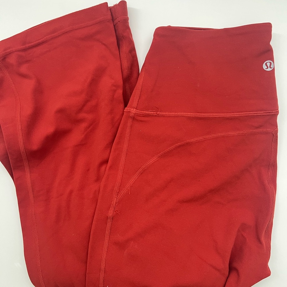 lululemon athletica bell bottom red leggings